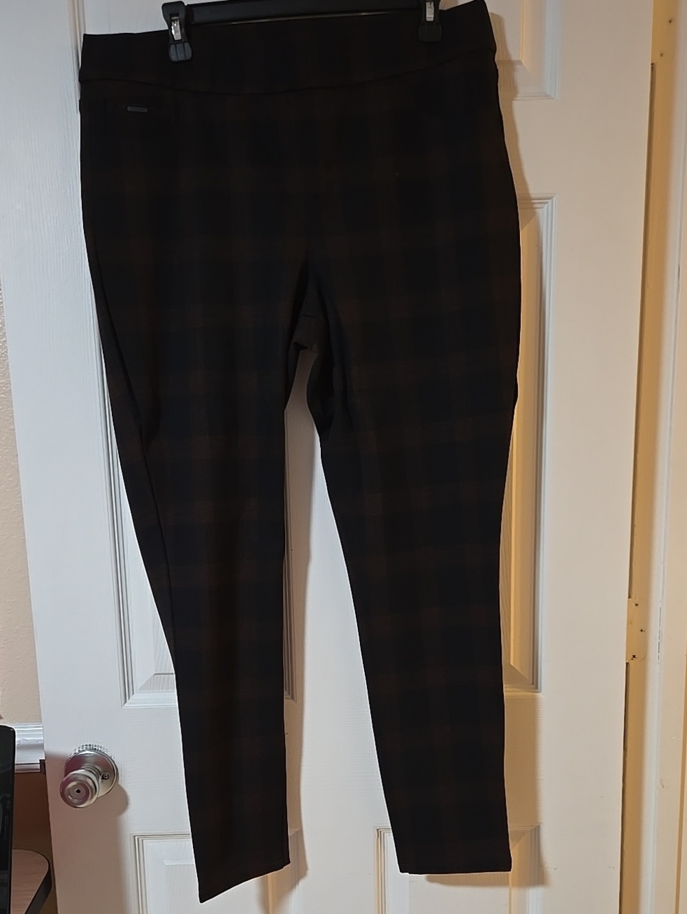Nine West Women's Plaid Stretch Ponte Ankle Pants - Brown/Black